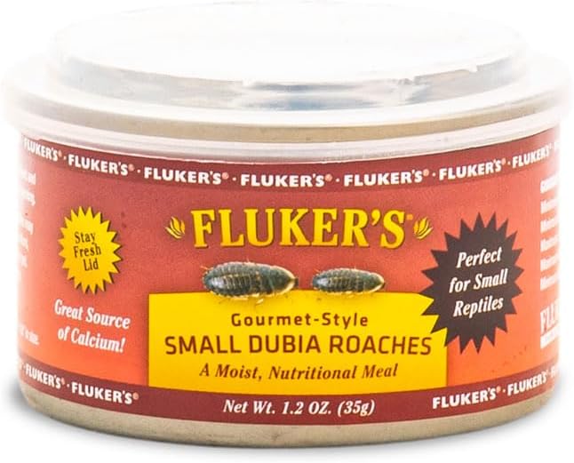 Fluker's Gourmet Canned Food for Reptiles, Fish, Birds and Small Animals, Small Dubia Roaches, 1.2 oz Flukers