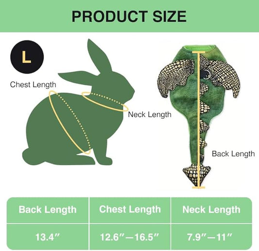 Rabbit Harness Leash Set, Halloween Rabbit Costume Adjustable Small Animal Dinosaur Leash Harness for Rabbits (Large HOKABLE