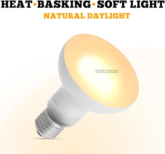 Heat Lamp Bulbs Reptile Basking Light Spot Daylight for Bearded Dragon,Lizard,Tortoise,Amphibian 75W(2 Pack) TEKIZOO