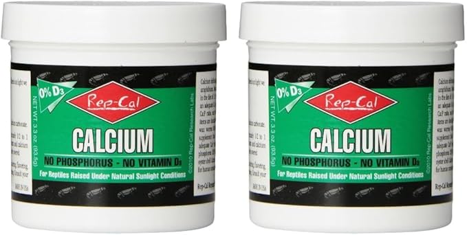 Rep-Cal 52298 Phosphorous-Free Calcium Powder Reptile/Amphibian Supplement Without Vitamin D3, 4.1 oz,White (Pack of 2) Rep-Cal