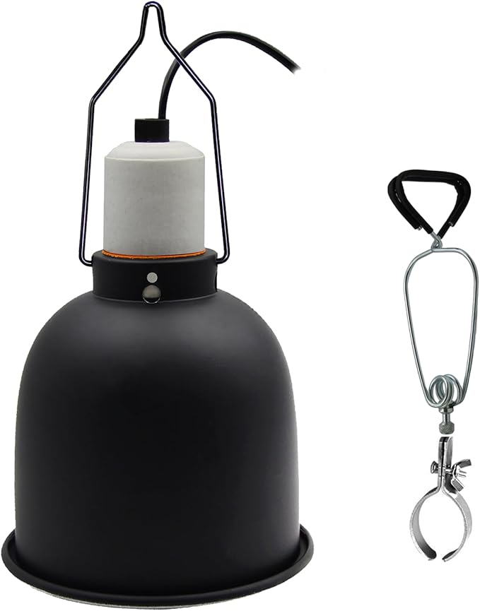 Reptile Heat Lamp, Reptile Light Fixture, 5.5 Inch Deep Dome with Adjustable Clamp PAWPICO