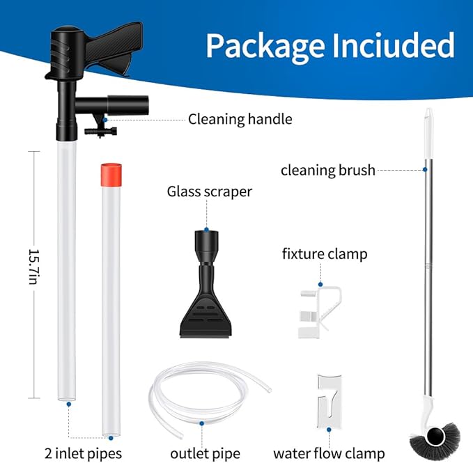 Aquarium Gravel Cleaner, Quick Water Changer, Gravel Vacuum for Aquarium with Air-Pressing Button, Fish Tank Cleaner, Vacuum Gravel Cleaner Kit for Water Changing Sand Washing Fish Tank Cleaning Brush SVECKE