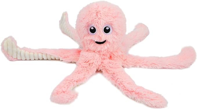 Best Pet Supplies OctoMutant Crinkle Plush Dog Toys for Interactive Play, Puppy and Senior Indoor Play, Colorful Octopus Toy Shape, Soft Head Stuffing, Cute and Cuddly - Pink - PAWPICO