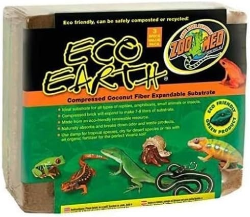Zoo Med Eco Earth Eco-Friendly and Naturally-Absorbent Compressed Coconut Fiber Substrate, Eliminates Odor and Easily Recyclable (2-Pack) ZooMed