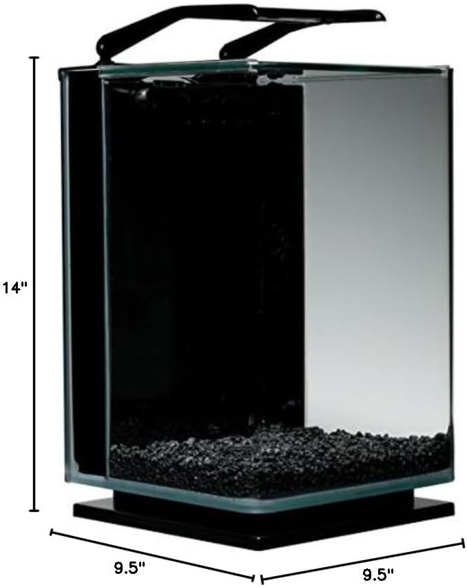 Marineland Portrait Glass LED Aquarium Kit, 5 Gallons, Hidden Filtration,Black Marineland