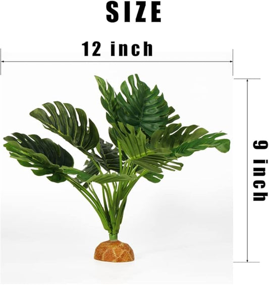 Fake Monstera Plants, Reptile Terrarium Decor, Bearded Dragon Tank Accessories fit Crested Gecko Leopard Lizard Chameleon Ball Python Snake Frog WOLEDOE