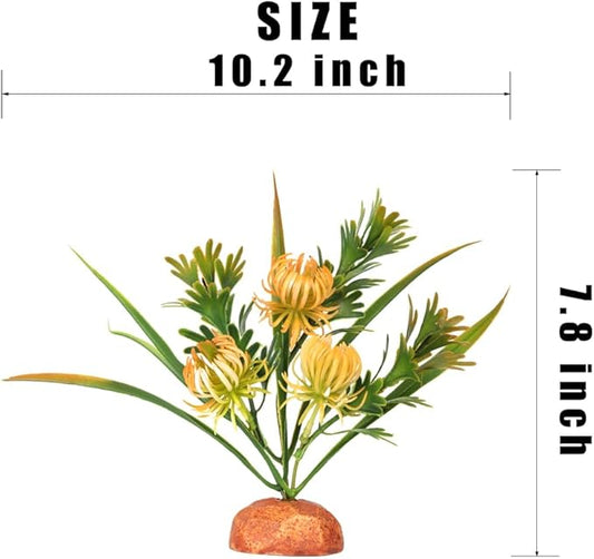 Fake Chrysanthemum Plants, Reptile Plants for Terrarium, Amphibian Tank Accessories Habitat Decor fit Crested Gecko Leopard Lizard Chameleon Ball Python Snake Frog WOLEDOE