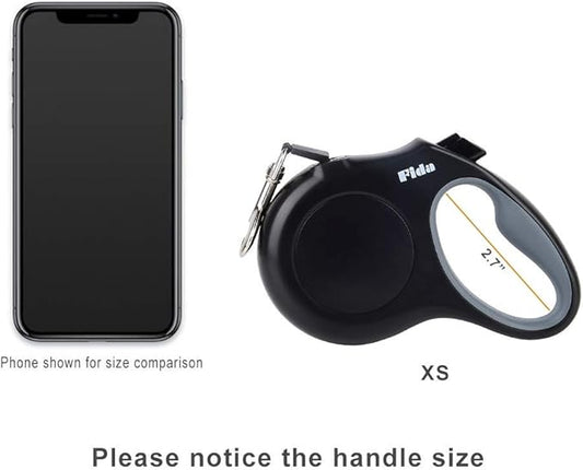 Fida Retractable Dog Leash X-Small Breed, 10 ft Durable Pet Walking Leash for Extra Small Dogs/Cats/Small Animals up to 18 lbs, 360° Tangle Free, Black Fida