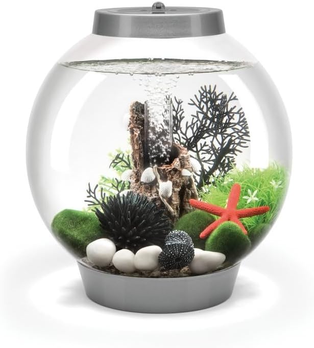 biOrb Classic 15 Acrylic 4-Gallon Aquarium with Multi-Color Remote-Controlled LED Lights Modern Compact Tank for Tabletop or Desktop Display, Silver biOrb