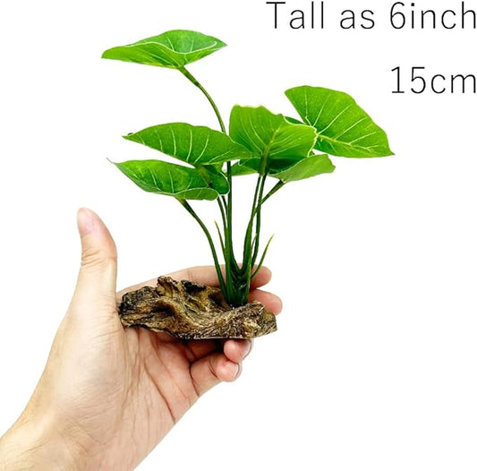 Smoothedo-Pets Fish Tank Decor Aquarium Decorations Ornaments Betta Leaf pad Hammock 6inch Plastic Artificial Plant Goldfish Fish Hides Small Tank/Reptiles Plants Driftwood (Green-Type-A) EnvironmentFriendlyArtificialPlasticPlantAquariumDecoration