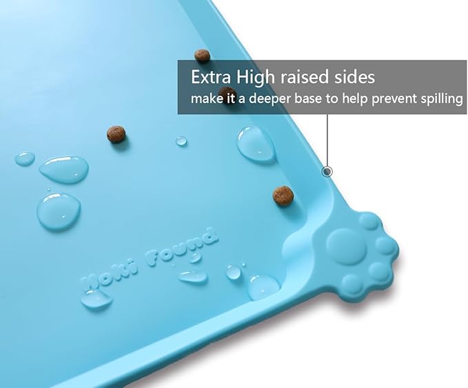 Hoki Found L Silicone Pet Food Mats Tray - Non Slip Pet Dog Cat Bowl Mats Placemat - Dog Pet Cat Feeding Mat - Waterproof Dog Cat Food Mats -Pet Water Mats for Carpet -Arctic - PAWPICO
