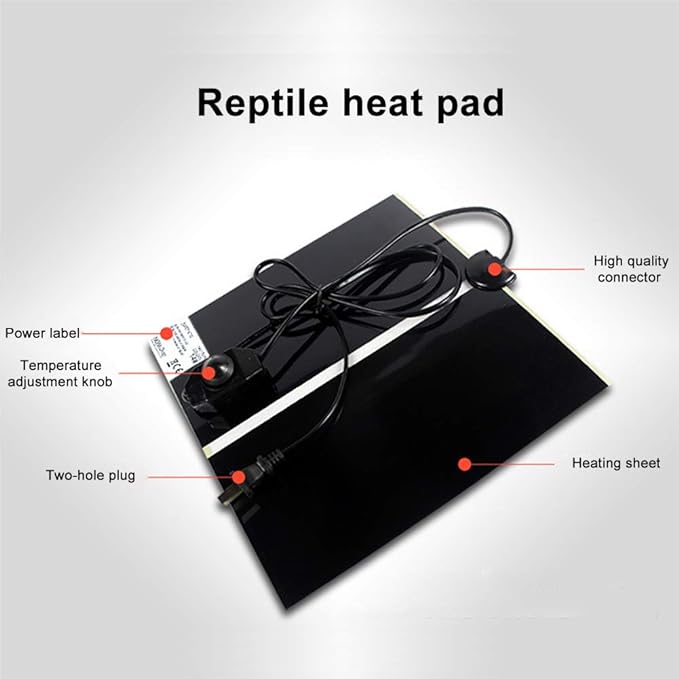 MQ Reptile Terrarium Heat Pad with LCD Digital Aquarium Thermometer, 11 x 16.5in Power Adjustment Under Tank Heater Mat for Pets, Small Animals, Seedling, 20W MQ
