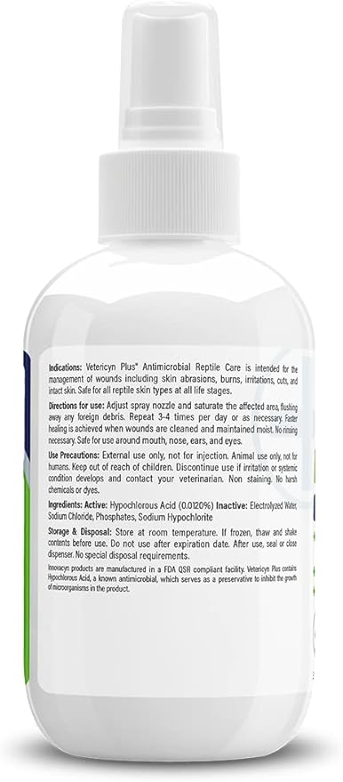 Vetericyn Plus Reptile Wound Care Spray | Reptile Skin Repair, Help Care for Reptile Wounds, Including Scale Rot, Lamp Burns, and Shedding. 3 Ounces Vetericyn
