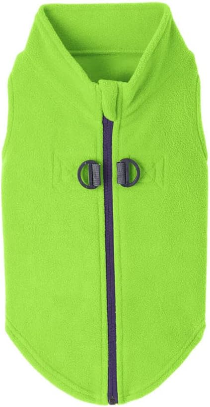 Gooby Zip Up Fleece Dog Sweater - Lime, X-Small - Warm Pullover Fleece Step-in Dog Jacket with Dual D Ring Leash - Winter Small Dog Sweater - Dog Clothes for Small Dogs Boy and Medium Dogs - PAWPICO