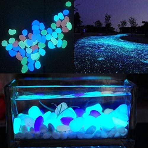 Oubest Glow in The Dark Pebbles/Glow Stones/Glowing Rocks Blue Decor for Garden/Fish Tank/Aquarium/Walkway/Driveway/Plant Pots/Bonsai (100, White) Outbest
