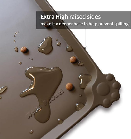 Hoki Found Silicone Pet Food Mats Tray - Non Slip Pet Dog Cat Bowl Mats Placemat - Dog Pet Cat Feeding Mat - Waterproof Dog Cat Food Mats -Pet Water Mats for Carpet - Coffee - PAWPICO
