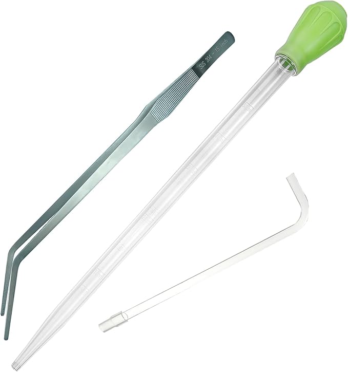 50ml Manual Coral Fish Feeder/Water Changer/Waste Remover Clean Tool with Extension Pipe and 15inch Aquarium Tweezer for Fish Tank Cleaning, Aquatic Pipette Dropper Gravel Cleaner Siphon Fecsam
