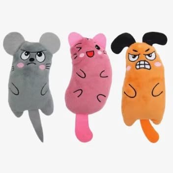 3-Pack Interactive Cat Chew Plush Toys with Catnip - PAWPICO