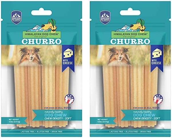 yaky Churro Himalaya Cheese Treats | Lactose Free | Gluten Free | Grain Free | USA Made | for All Breeds | 4 Churros per Pouch | Original Cheese Flavor (Pack of 2) - PAWPICO