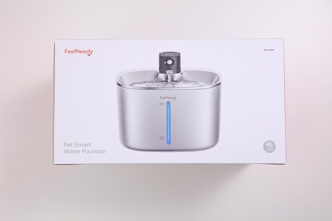 Cat Water Fountain Wireless, Battery Operated, 4L/135fl oz Stainless Steel Pet Water Fountain for Cats Dogs with Motion Sensor, Ultra Quiet Cat Drinking Fountain with 6 Filters (YPD-C004S) - PAWPICO