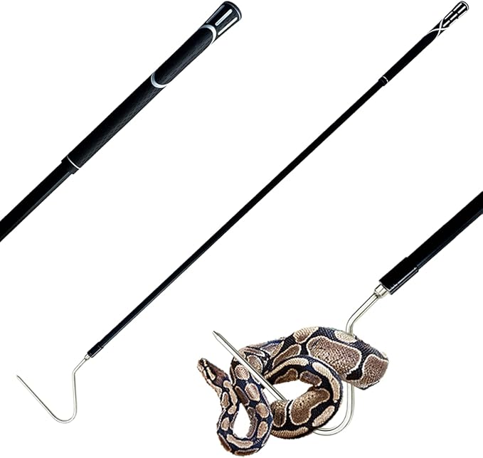 48" Carbon Snake Hook Reptile Catcher Stick Tongs Rattlesnakes Grabber Pick-up Handling Tool Kit for Catching Controlling or Moving Snake PAWPICO