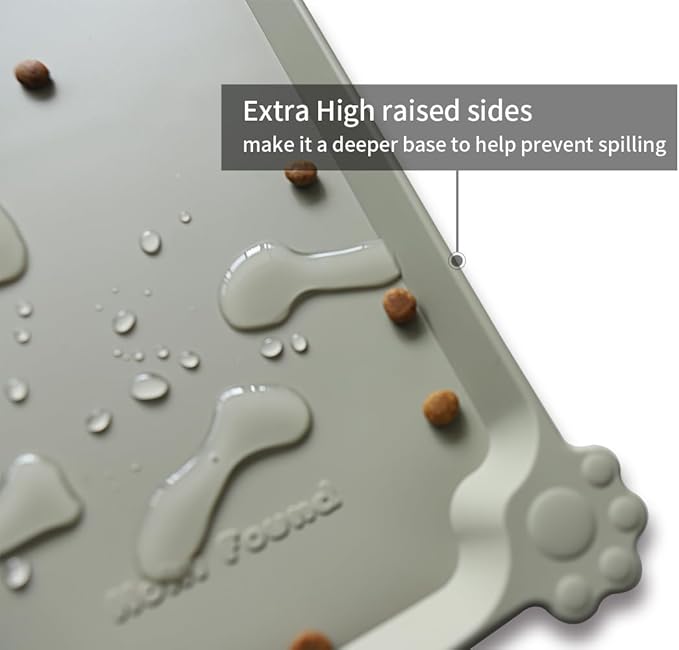 Hoki Found Large Silicone Pet Food Mats Tray - Non Slip Pet Dog Cat Bowl Mats Placemat - Dog Pet Cat Feeding Mat - Waterproof Dog Cat Food Mats -Pet Water Mats for Floors - Cream Green - PAWPICO