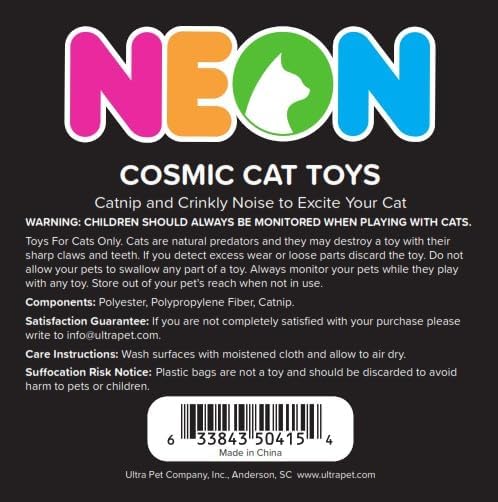 NEON Cosmic Cat Toys: 5pc Catnip Cat Toy Set (Alien, Earth, Saturn, Shooting Star, UFO) - PAWPICO