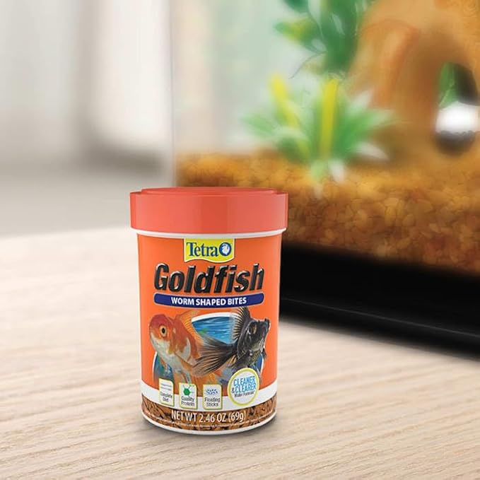 Tetra Goldfish Worm Shaped Bites Fish Food, 2.46 Oz., Complete Food for All Goldfish Tetra