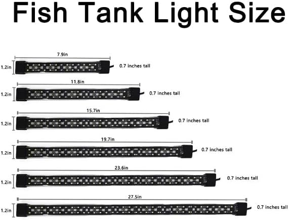 Submersible Aquarium Lights for Fish Tank,24/7 Cycle Fish Tank Light with Timer,Adjustable Brightness,8 Colors,Underwater Full Spectrum LED Aquarium Decor Plant Light,15.7'' for 20gallon Fish REIRQIE