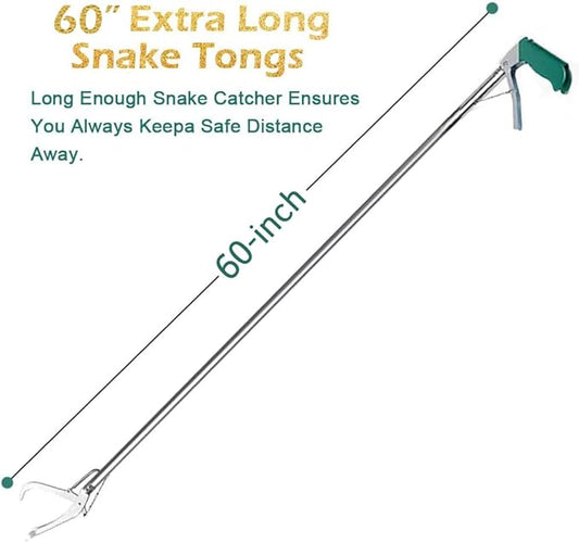 IC ICLOVER Snake Tongs, Upgrade 60 Inch Extra Long Snake Grabber Professional Heavy Duty Reptile Rattle Snake Catcher Wide Jaw Handling Tool with Lock, Non-Slip Grip Handle ICICLOVER