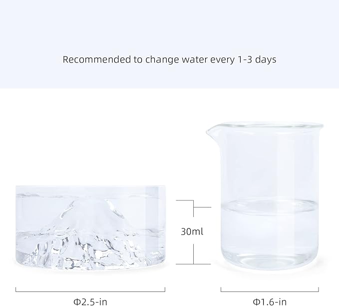 Niteangel Hamster Feeding & Water Bowls- Mount Fuji Series Glass Drinking Bowls for Dwarf Syrian Hamsters Gerbils Mice Rats or Other Similar-Sized Small Pets Niteangel