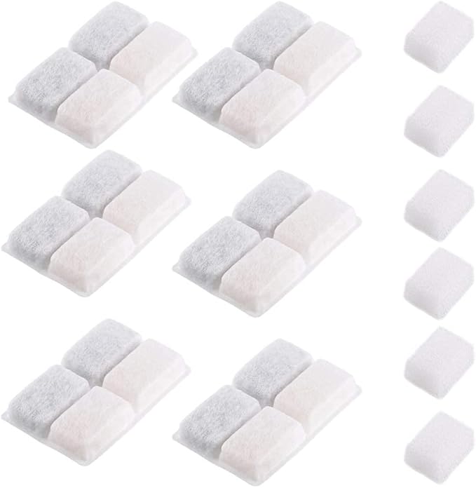 furrybaby Carbon Replacement Filters for Cat and Dog Fountain, Premium Pet Water Fountain Dispenser Filters (6 Packs for Pure White) - PAWPICO