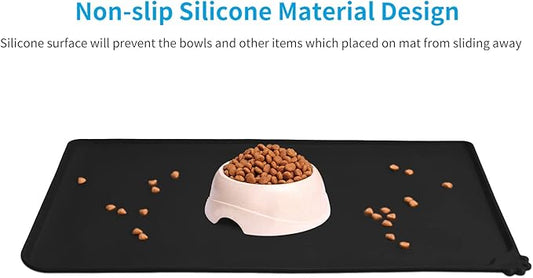 AUDWUD Silicone Waterproof Dog Cat Pet Feeding Mats,Anti Slip Pet Bowl Mats,Pet Feeding Mat, 24" x 16" - PAWPICO