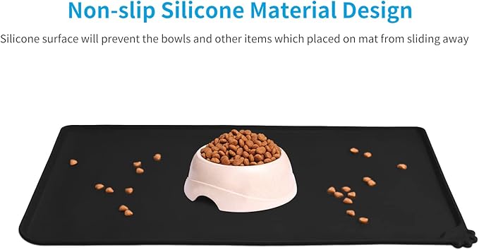 AUDWUD Silicone Waterproof Dog Cat Pet Feeding Mats,Anti Slip Pet Bowl Mats,Pet Feeding Mat,21" x 15" - PAWPICO