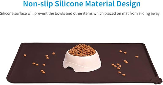 AUDWUD Silicone Waterproof Dog Cat Pet Feeding Mats,Anti Slip Pet Bowl Mats,Pet Feeding Mat, 24" x 16" - PAWPICO