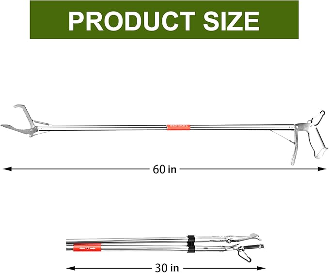 60" Snake Tongs Professional All-Aluminum Alloy Extra Heavy Duty Snake Tongs Reptile Grabber Catcher Wide Jaw Handling Garbage Picker Upper Tool。 HOOJUKE