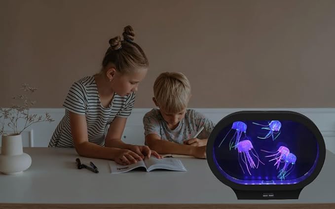 Lightahead Realistic LED Jellyfish Mood Lamp Oval Design with Vibrant Color Changing Light Effects. A Sensory Flourescent Jelly Fish Aquarium Tank Lightahead%C2%AE