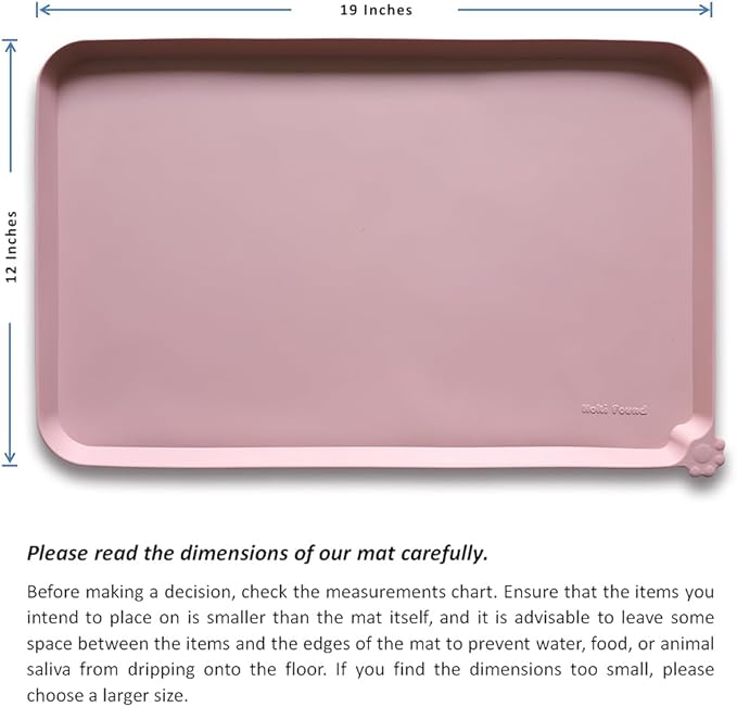 Hoki Found Silicone Pet Food Mats Tray - High-Lips Pet Dog Cat Bowl Mats - Dog Pet Cat Feeding Mat - Waterproof Dog Cat Food Mats -Pet Water Mats for Floors - Neutral Pink - PAWPICO