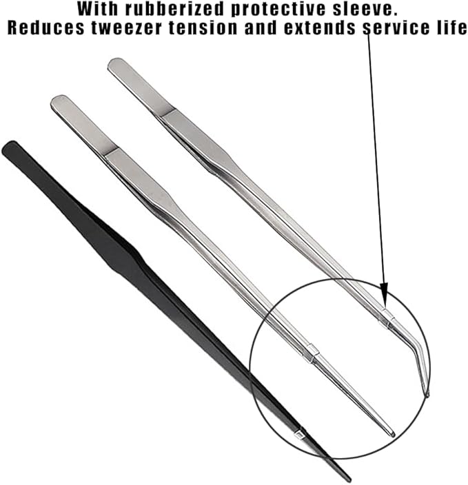 3Pcs Reptile Metal Feeding Tongs, Snake Tank Long Tweezers Fit Bearded Dragon Tarantula Spider Gecko Lizard Frog Turtle Ball Python Aquarium Terrarium PAWPICO