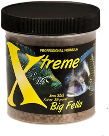 Xtreme Big Fella 3.0mm Pellets: Professional Nutrition for Medium to Large Cichlid/Community Fish - Boost Immune & Digestive Health, Color & Energy, Max Protein Fish Food – USA Farm Grown (9oz) XtremeAquaticFoods
