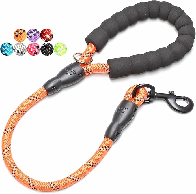 BAAPET 2/4/5/6 FT Dog Leash with Comfortable Padded Handle and Highly Reflective Threads for Small Medium and Large Dogs (2FT-1/2'', Orange) BAAPET