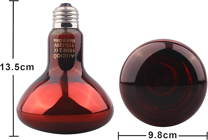 Aiicioo Reptile Red Night Light Bulb - 150W Reptile Heat Lamp Bulb Infrared Basking Spot Lamp for Bearded Dragon Lizard Turtle Hermit Crab Leopard Gecko Snake Chameleon Tank AIICIOO