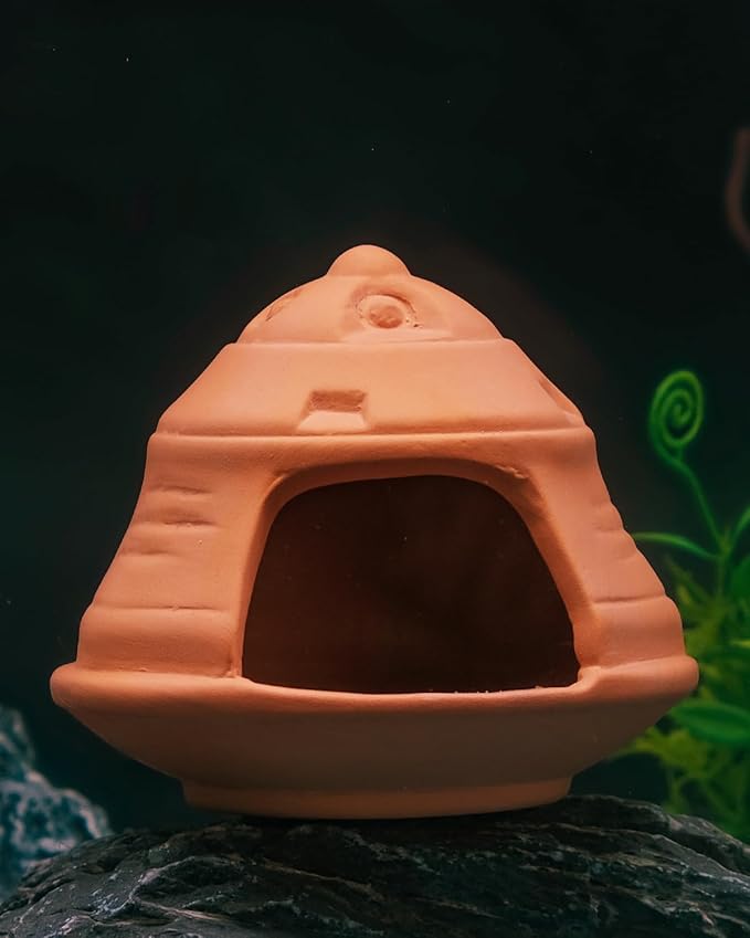 Uniclife Aquarium UFO Ornament Fish Tank Decoration Ceramic Flying Saucer Hut for Fish Tank Landscape Aquarium Hideout Hideaway Spawning Cave Decor for Shrimp Betta Goldfish and Reptiles UnicLife