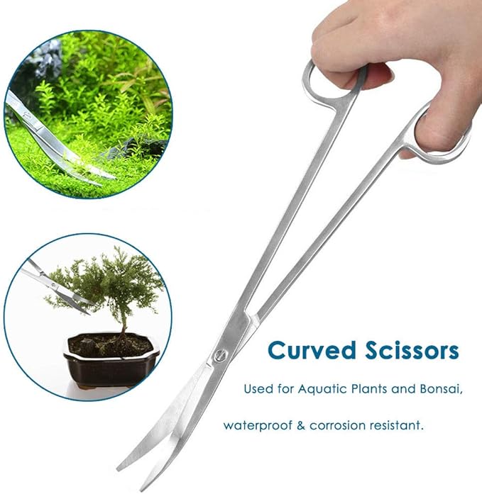 Capetsma Aquascape Tools, Long Stainless Steel Aquarium Plant Tools Aquarium Tweezers Scissors Spatula Tool Set Bonsai Kit Algae Scrapers Aquarium Cleaning Kit for Fish Tank Starter kit capetsma