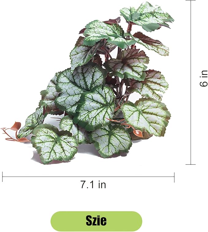 Woyrise Reptile Artificial Plants for Terrarium Decor, Amphibian Habitat Hideout Bearded Dragon Tank Decorations fit Crested Gecko Leopard Lizard Chameleon Ball Python Snake Frog - Saxifrage Woyrise