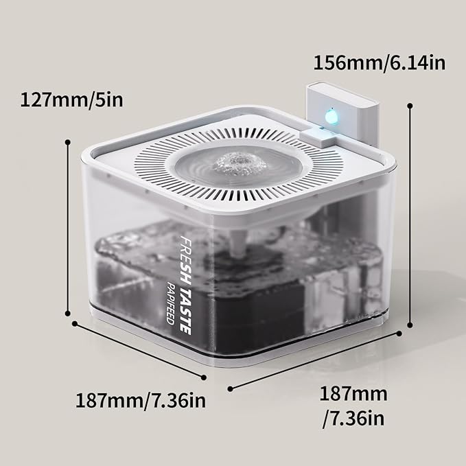 Silent Leak Proof Cat Drinking Fountain 3 Liter Large Capacity, Semi-Transparent Visible Water Tank with Motion Sensor Function, Detachable Cat Fountain. - PAWPICO