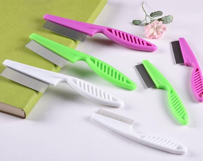 6 Pcs Flea Comb For Cats,Stainless Steel Dog Cat Grooming Combs with Rounded Teeth,Multifunctional Pet Lice Comb Tear Stain Removal,Pet Comb for Detangling and Dematting Face & Paws msloosily