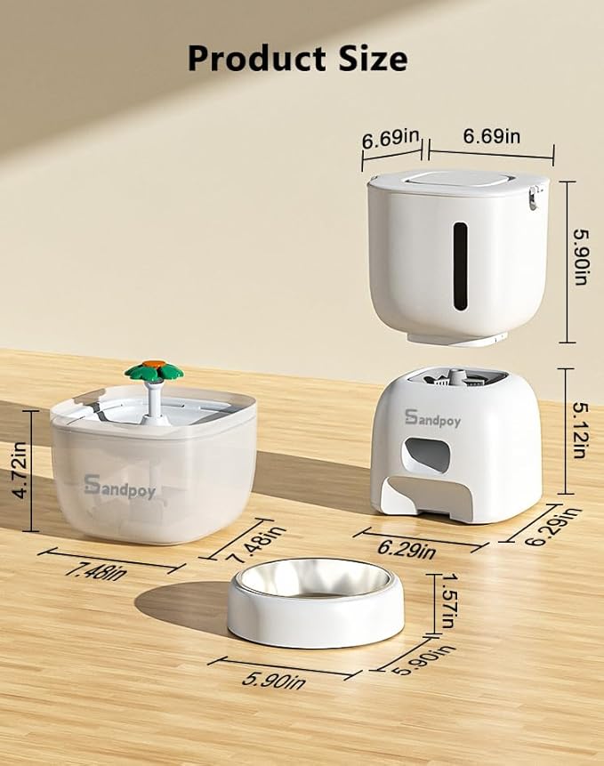 Automatic Cat Feeder and Water Dispenser FW1, 3L Cat Food Dispenser with Locking Lid, Two-in-One Set Timed Cat Feeder for Cats and Puppies, Pet Feeder with Portion Control, 4 Daily Meals - PAWPICO