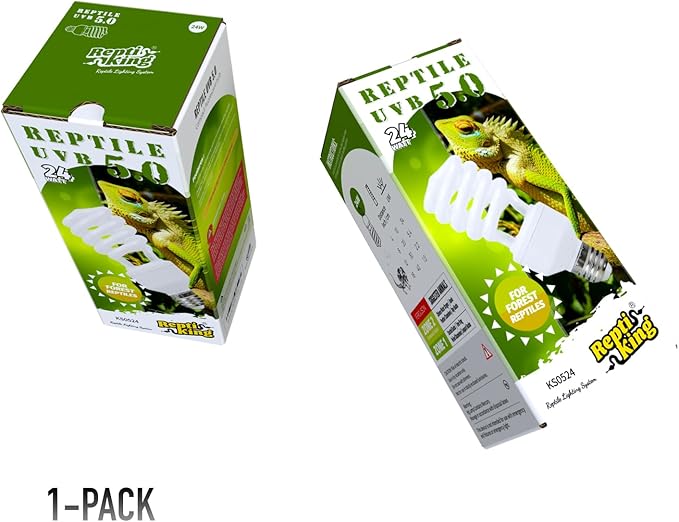 UVB Reptile Light, 2-Pack UVB5.0 24W Bulbs, UVA UVB Reptile Light Bulb Lamp for Chameleon,Turtle,Gecko,Lizard, UV Bulbs for Tropical Reptiles ReptiKing