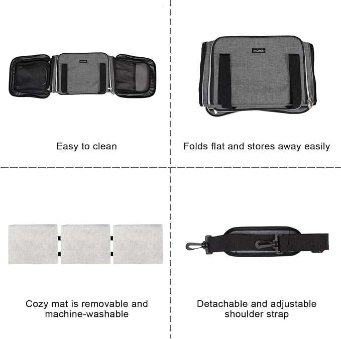 BAGLHER Cat Carrier Bag,Airline Approved Pet Carrier Soft Side Pet Travel 5 Sides Open Doors 3 Sides Expandable Foldable Dog Carrier with Fleece Pad - PAWPICO